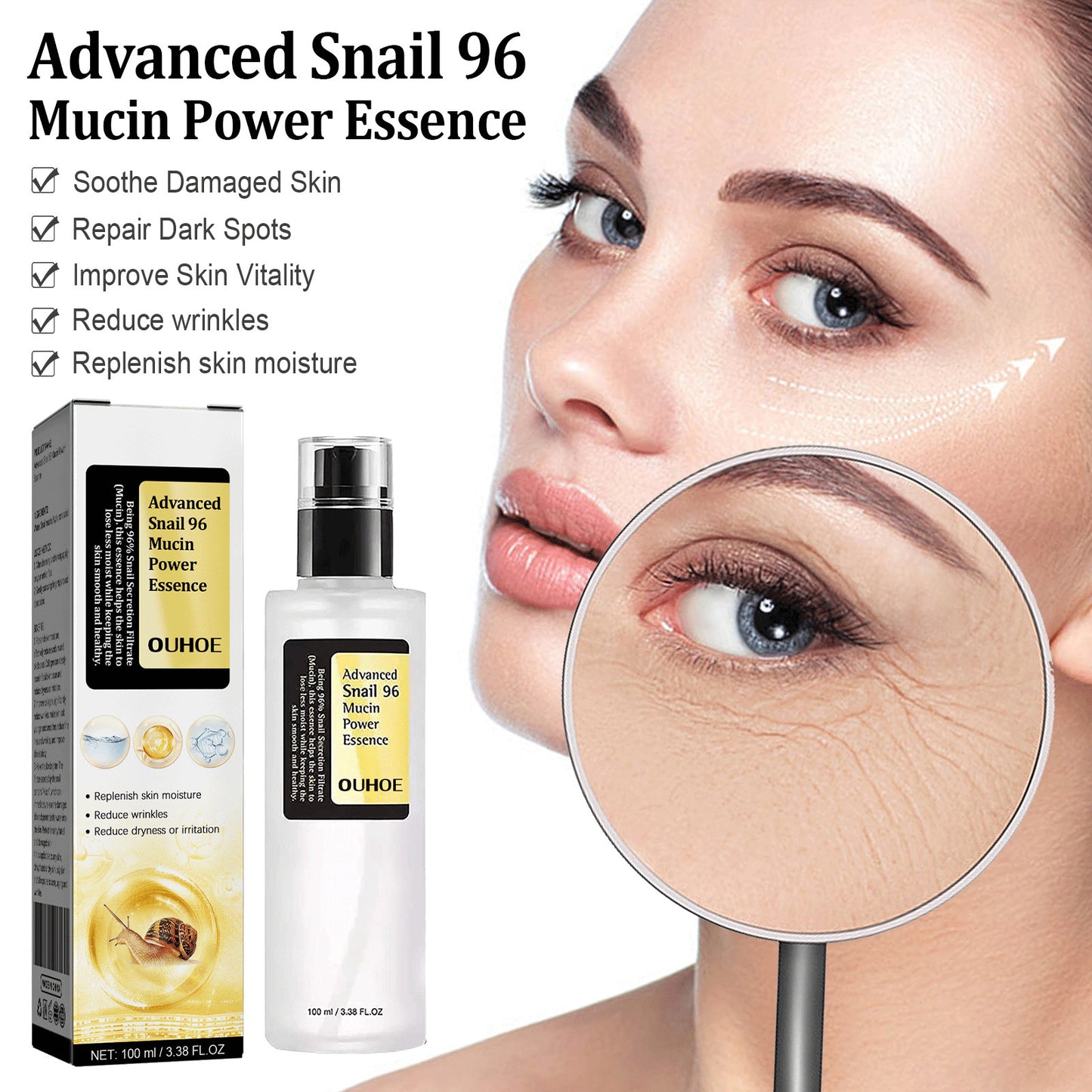 Sérum facial à la bave d'escargot et de collagène